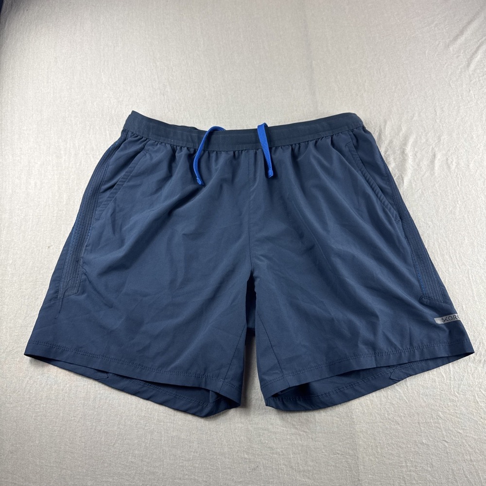 Skora Shorts Men XL Qwick-Dry Blue Lined Workout Running Gym Performance Stretch
